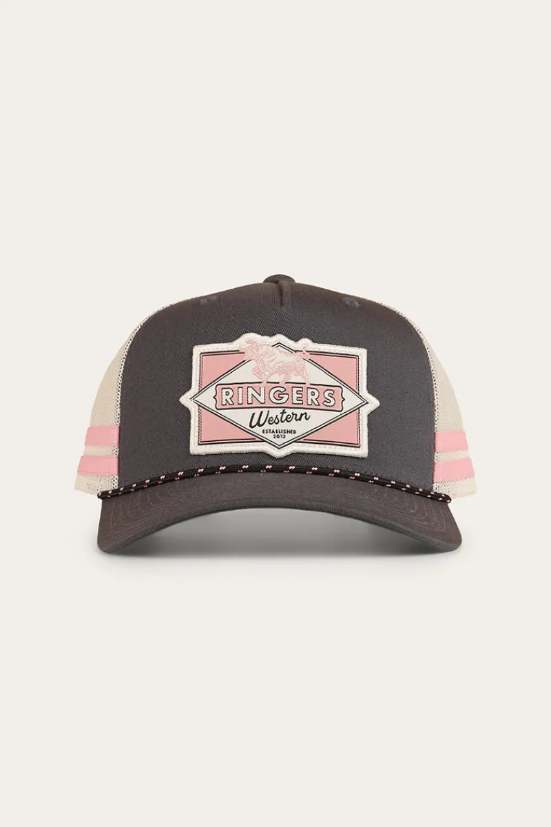 New Ringers Western Hometown Trucker Cap - Charcoal / Rosey