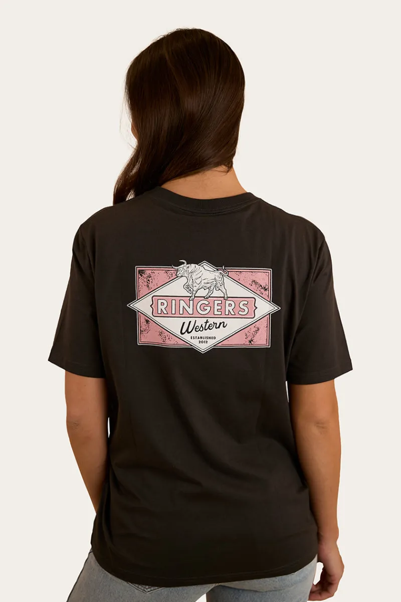 Discount Ringers Western Hometown Womens Loose Fit T-Shirt - Charcoal