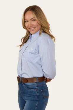 Clearance Ringers Western Hope Womens Check Dress Shirt - White/Blue