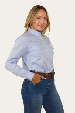 Clearance Ringers Western Hope Womens Check Dress Shirt - White/Blue