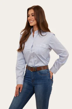 Sale Ringers Western Hope Womens Stripe Dress Shirt - White/Blue