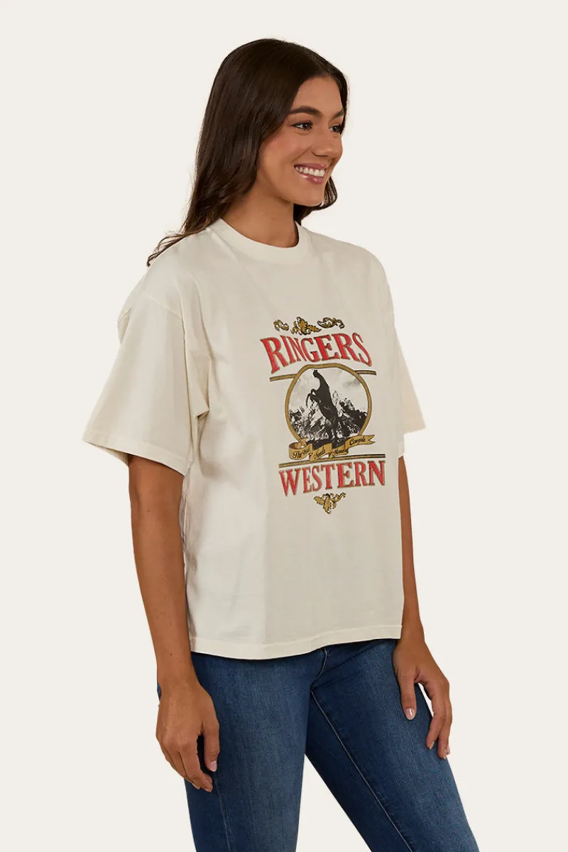 Clearance Ringers Western Horsin Around Womens Oversized T-Shirt - Vintage White
