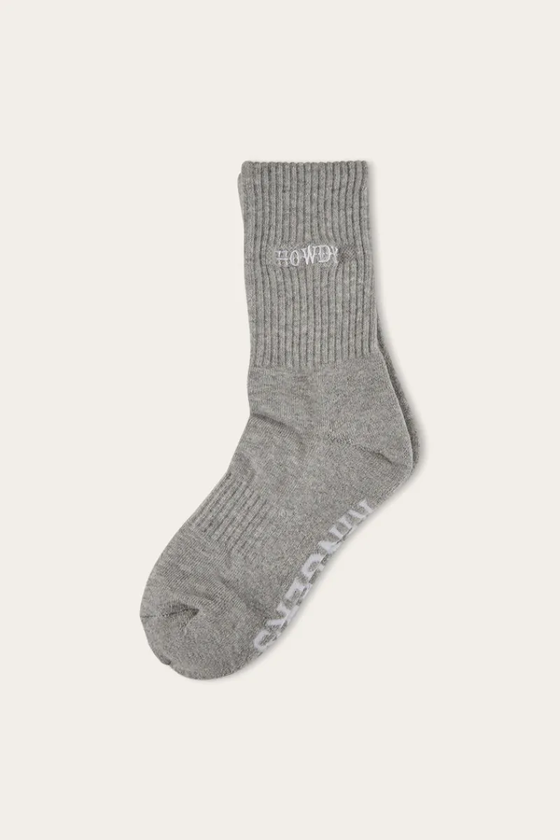 Hot Ringers Western Howdy Unisex Sock 2 Pack - Black/Grey Marle
