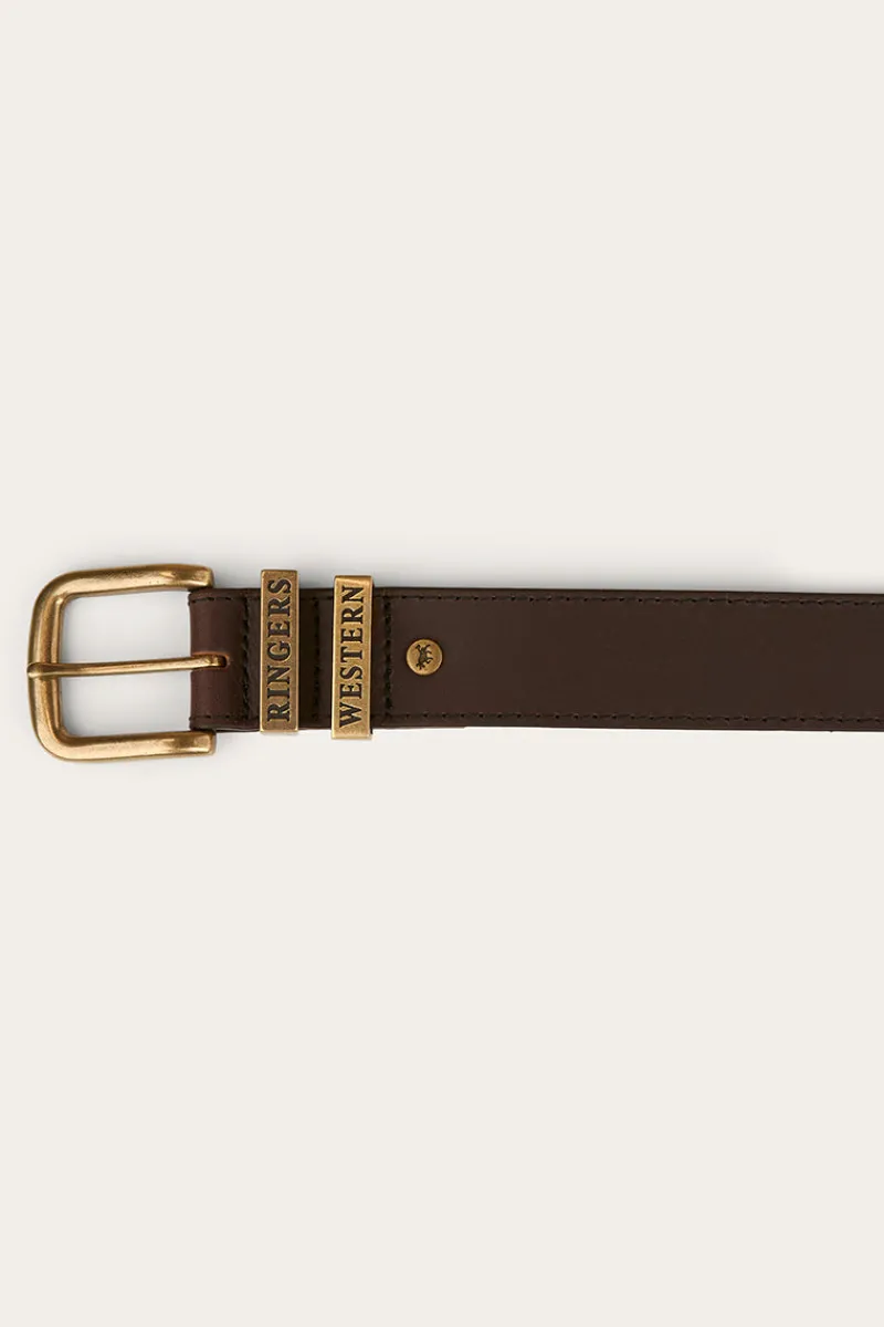 Online Ringers Western James Belt - Dark Brown / Gold