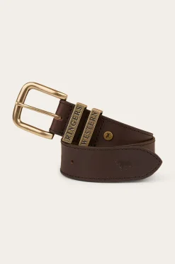 Ringers Western James Kids Belt - Dark Brown / Gold