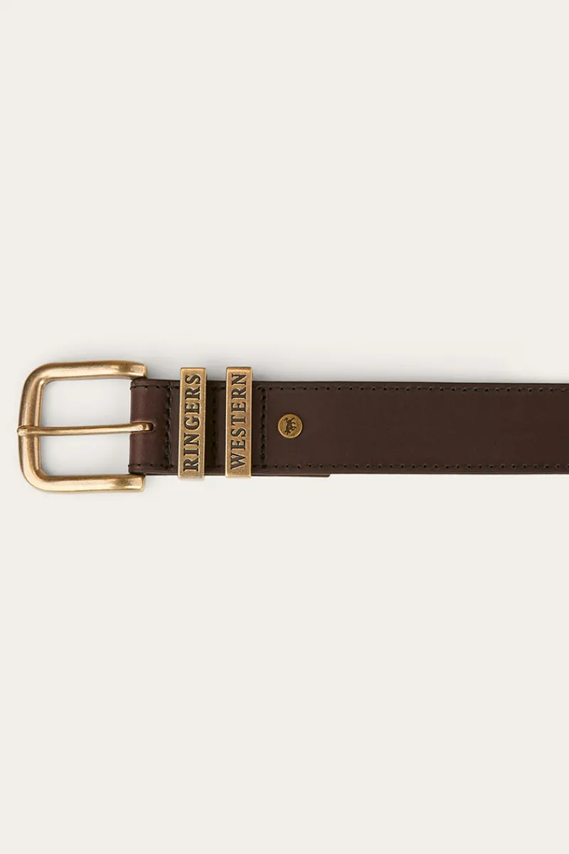 Ringers Western James Kids Belt - Dark Brown / Gold