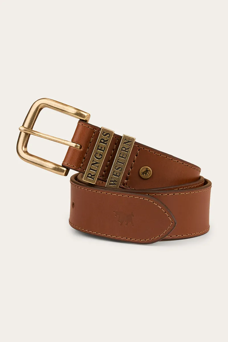 Hot Ringers Western James Kids Belt - Tawny Brown / Gold