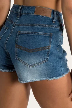 Hot Ringers Western Jessie Womens Mid Rise Ripped Denim Short - True Blue