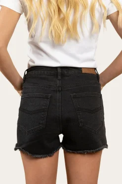 Discount Ringers Western Jessie Womens Mid Rise Ripped Denim Short - Black