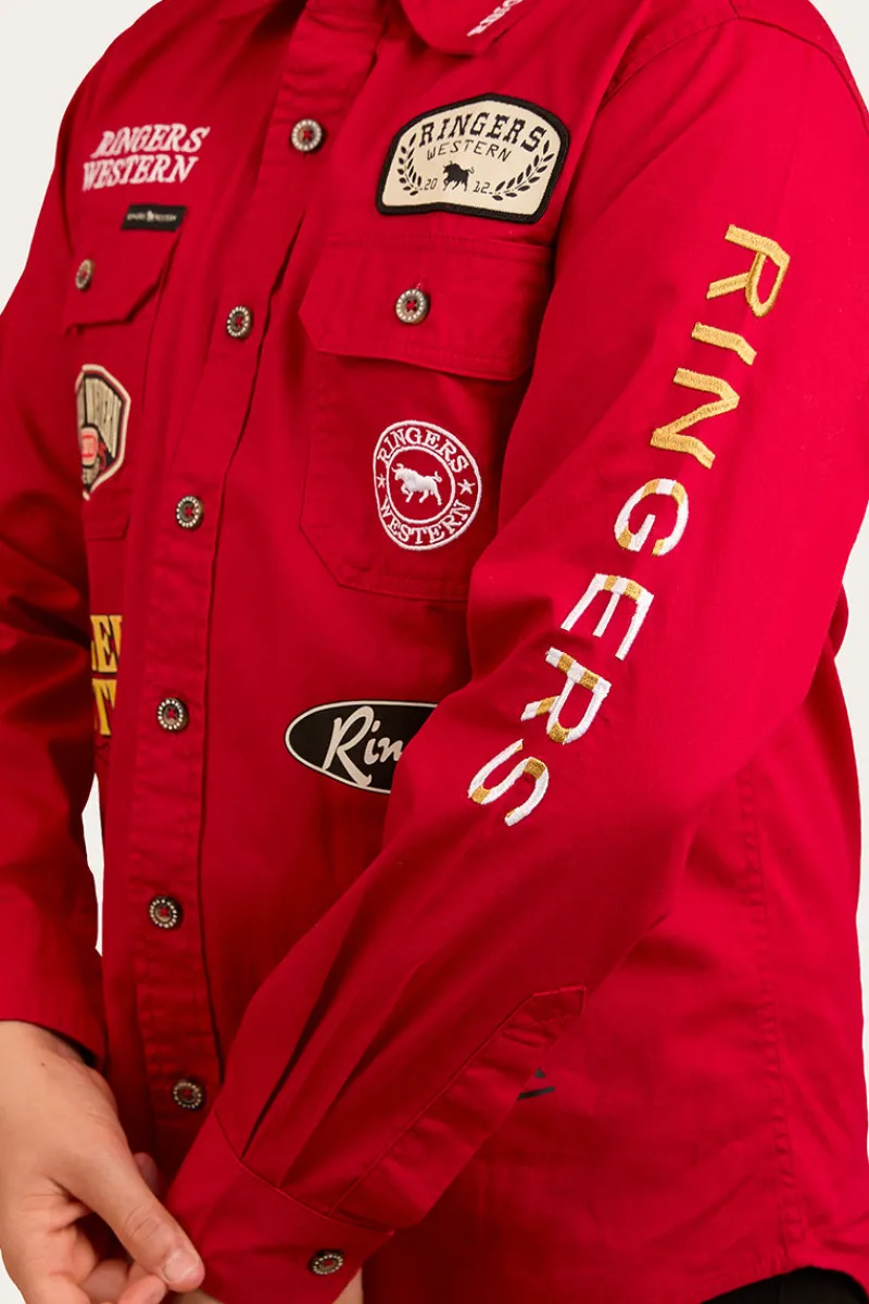 Discount Ringers Western Junior Chute Boss Work Shirt - Dark Red