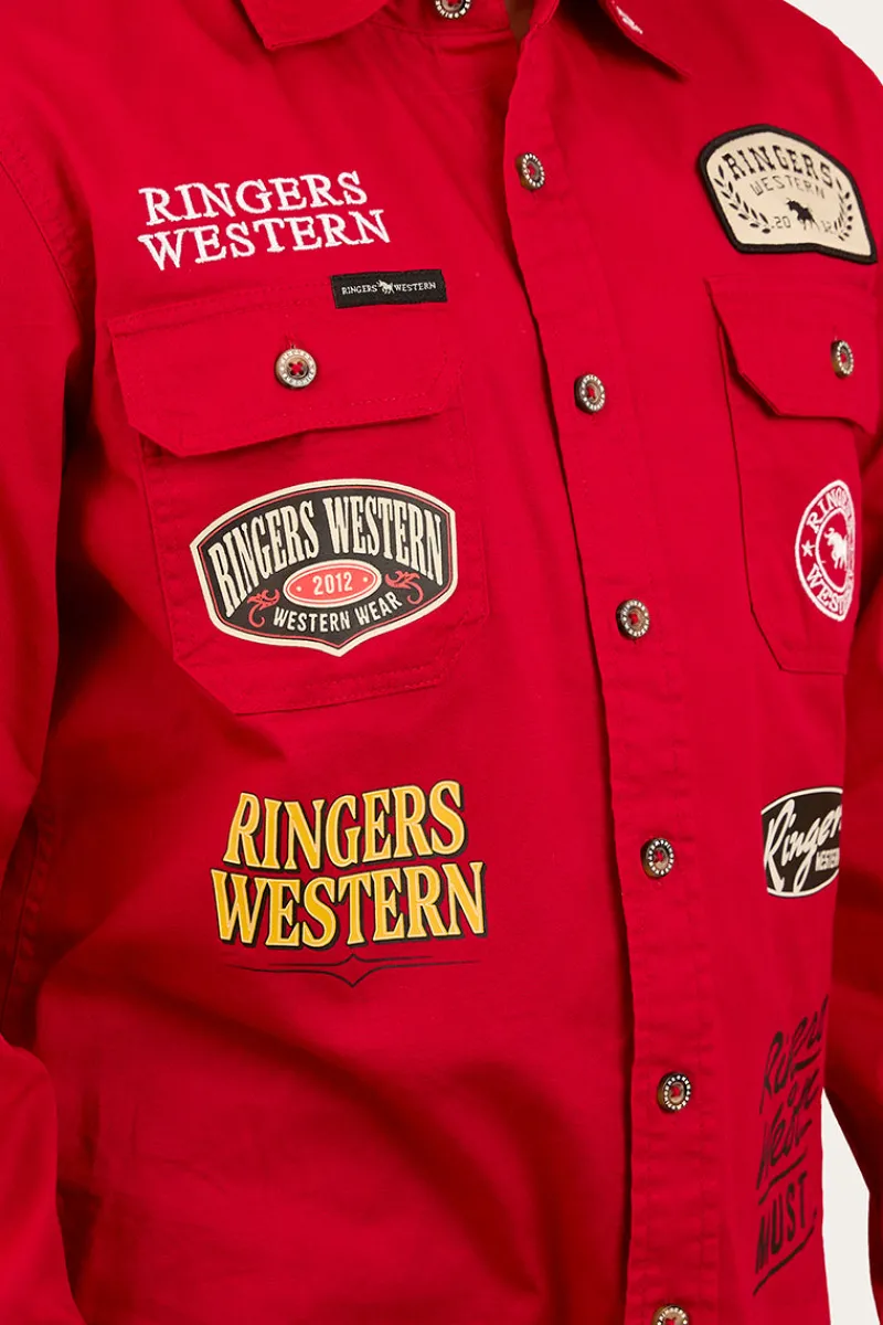 Discount Ringers Western Junior Chute Boss Work Shirt - Dark Red