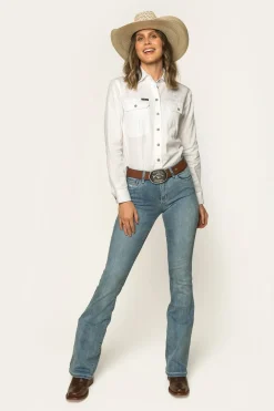 Online Ringers Western Katherine Cowgirl Womens Mid-Rise Bootleg Jeans - Light Blue