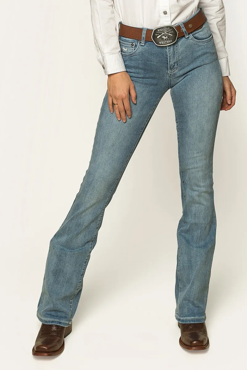 Online Ringers Western Katherine Cowgirl Womens Mid-Rise Bootleg Jeans - Light Blue