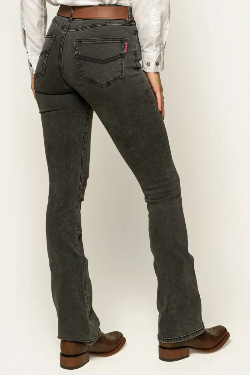 New Ringers Western Katherine Cowgirl Womens Mid-Rise Bootleg Jeans - Charcoal