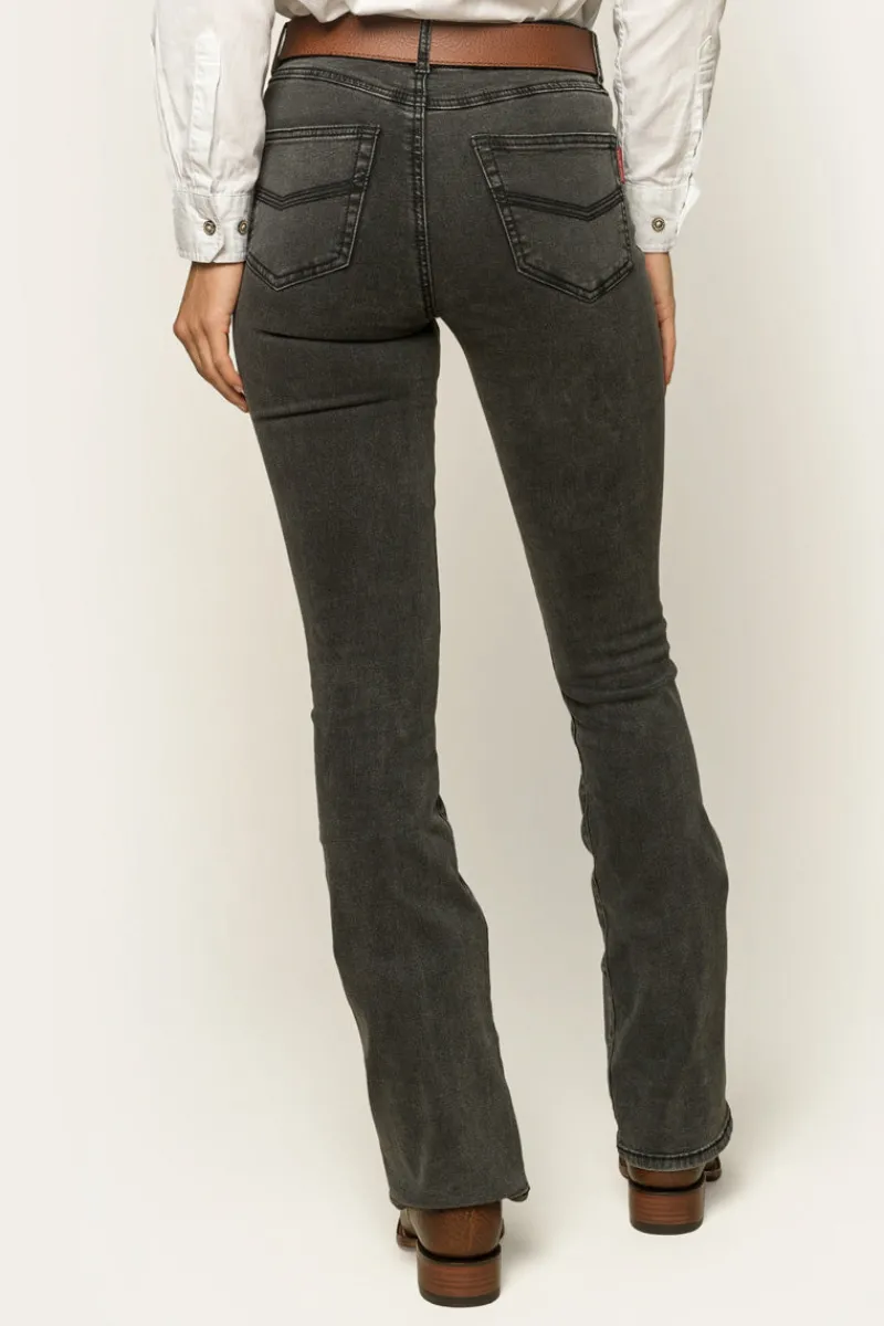 New Ringers Western Katherine Cowgirl Womens Mid-Rise Bootleg Jeans - Charcoal