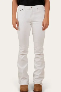 Hot Ringers Western Katherine Womens Mid-Rise Bootleg Jeans - White
