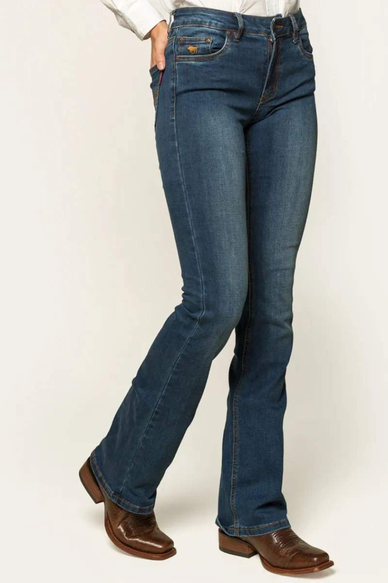 Best Ringers Western Katherine Womens Mid-Rise Bootleg Jeans - Classic Blue
