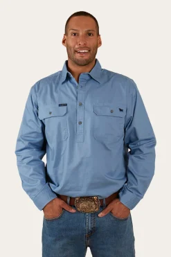 Best Ringers Western King River Half Button Work Shirt - Denim Blue