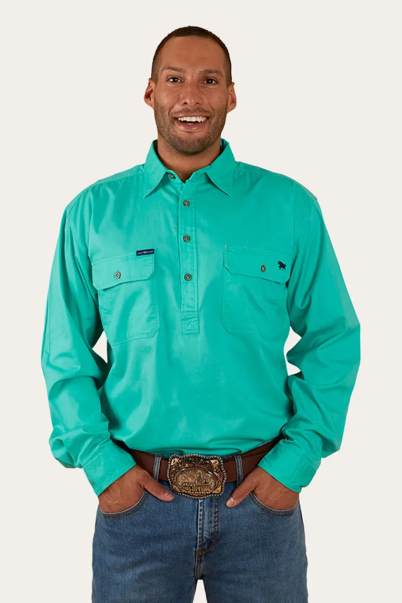 Clearance Ringers Western King River Half Button Work Shirt - Mint