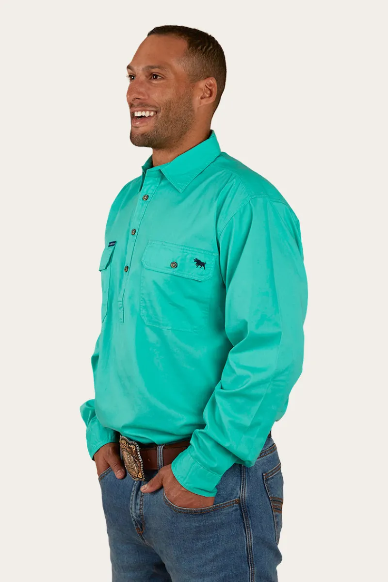 Clearance Ringers Western King River Half Button Work Shirt - Mint