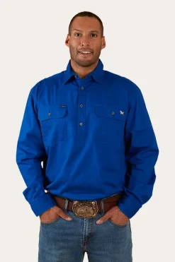 New Ringers Western King River Half Button Work Shirt - Royal Blue