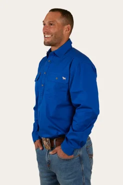 New Ringers Western King River Half Button Work Shirt - Royal Blue