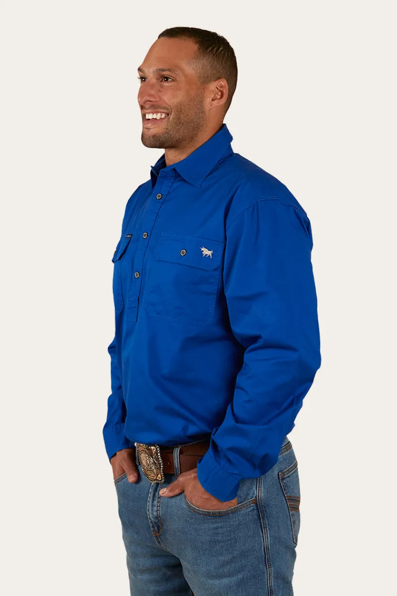 New Ringers Western King River Half Button Work Shirt - Royal Blue