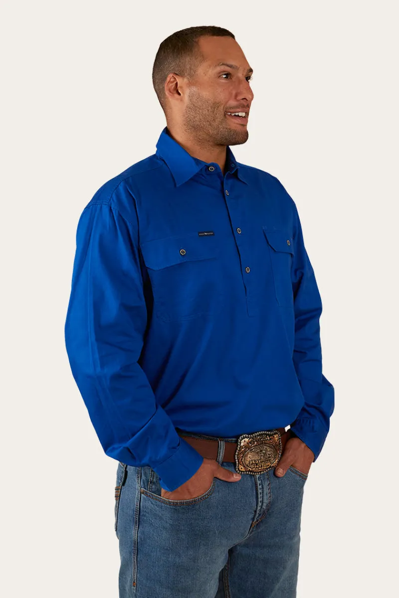 New Ringers Western King River Half Button Work Shirt - Royal Blue