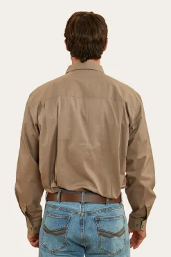 Hot Ringers Western King River Mens Full Button Work Shirt - Mushroom