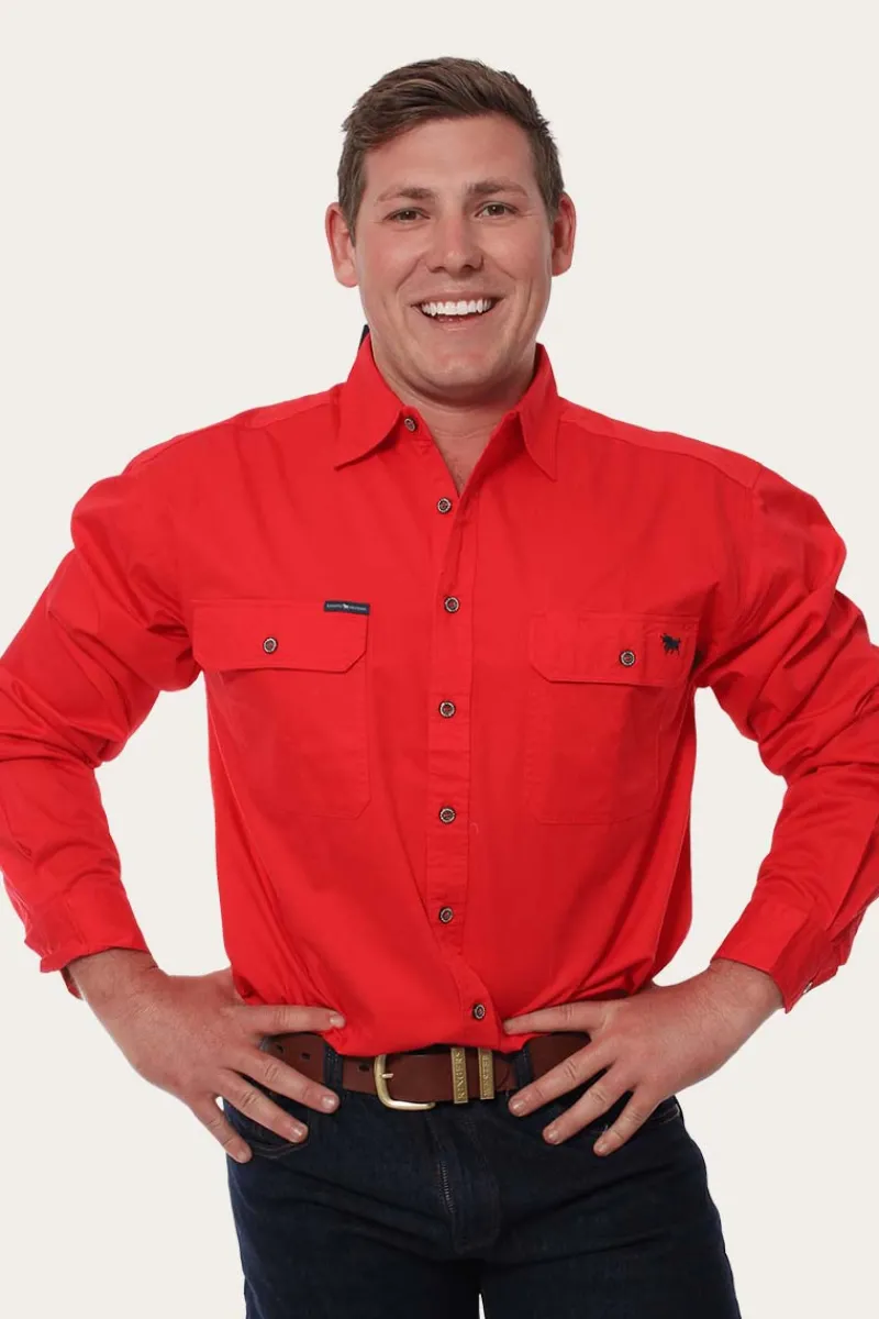 Ringers Western King River Mens Full Button Work Shirt - Red