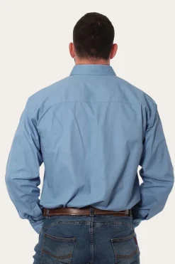 Hot Ringers Western King River Mens Full Button Work Shirt - Denim Blue