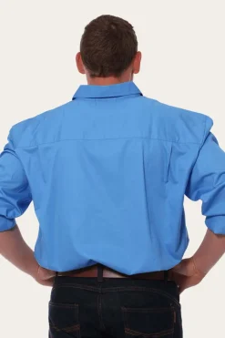 Online Ringers Western King River Mens Full Button Work Shirt - Blue