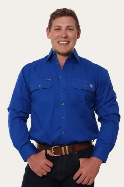 Online Ringers Western King River Mens Full Button Work Shirt - Royal Blue