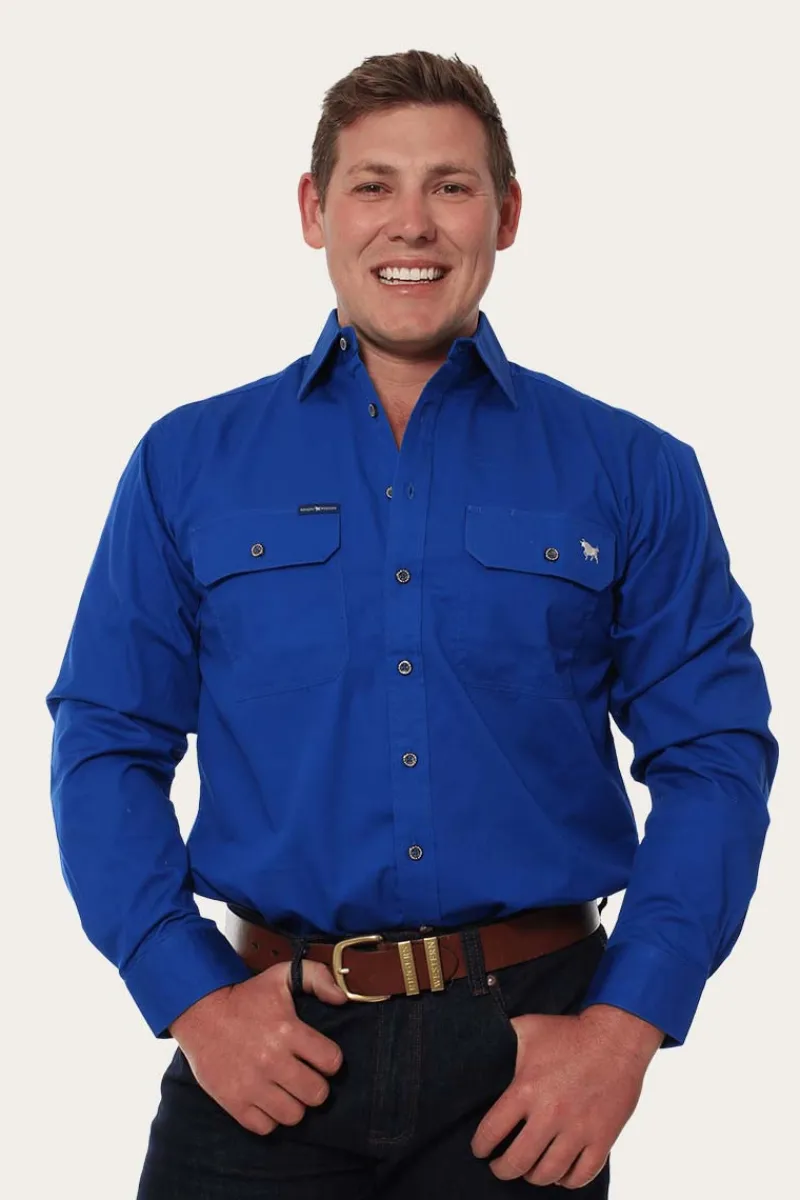 Online Ringers Western King River Mens Full Button Work Shirt - Royal Blue