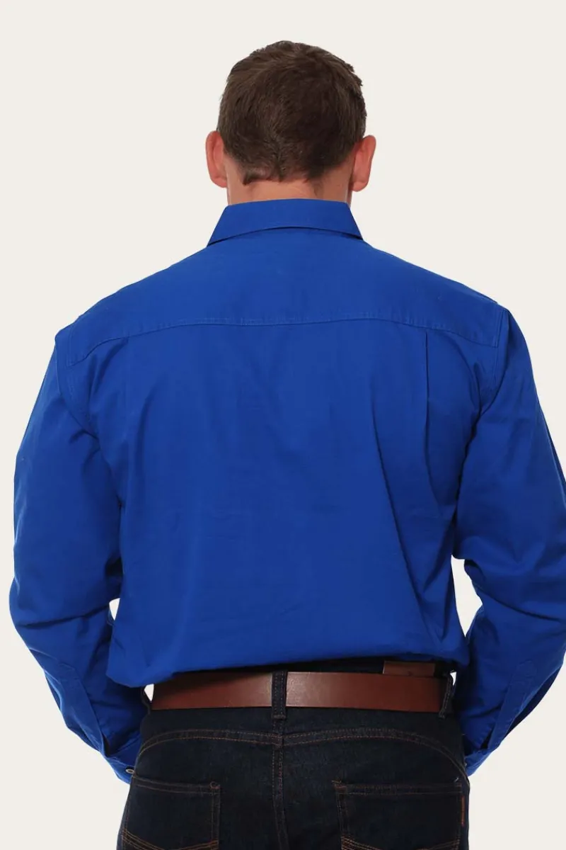 Online Ringers Western King River Mens Full Button Work Shirt - Royal Blue