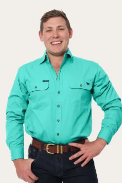 Outlet Ringers Western King River Mens Full Button Work Shirt - Mint