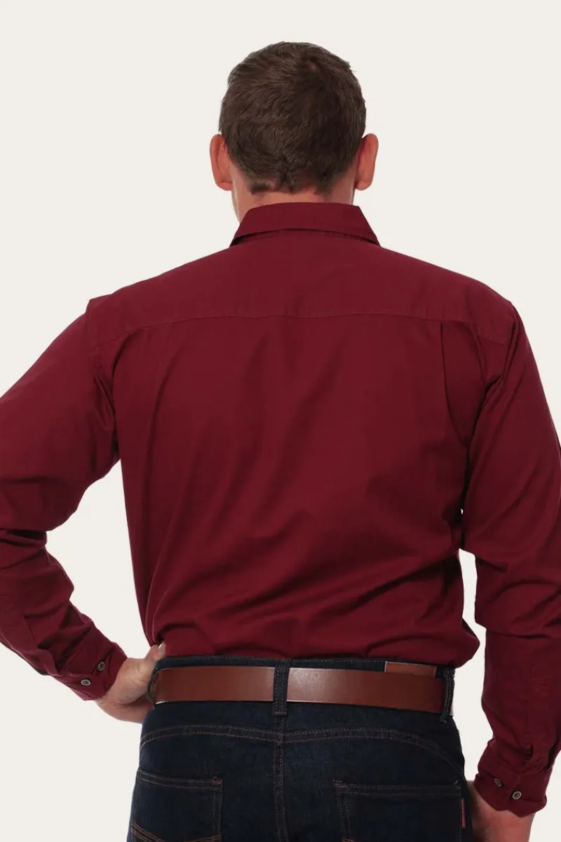 Discount Ringers Western King River Mens Full Button Work Shirt - Burgundy