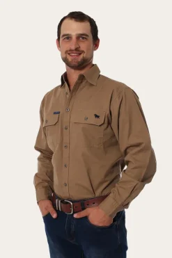 Clearance Ringers Western King River Mens Full Button Work Shirt - Clay