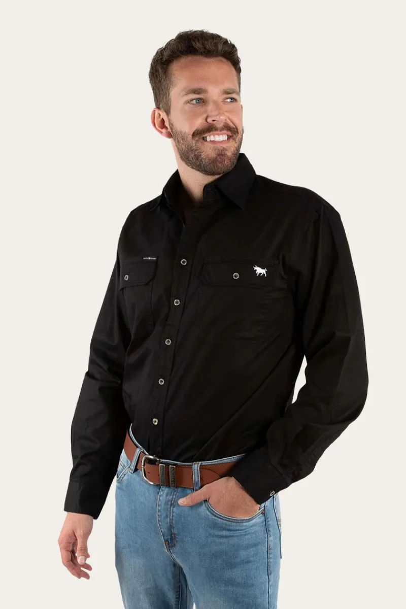 Ringers Western King River Mens Full Button Work Shirt - Black