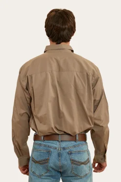 Sale Ringers Western King River Mens Half Button Work Shirt - Mushroom