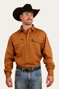 Best Ringers Western King River Mens Half Button Work Shirt - Tobacco