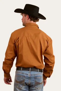 Best Ringers Western King River Mens Half Button Work Shirt - Tobacco