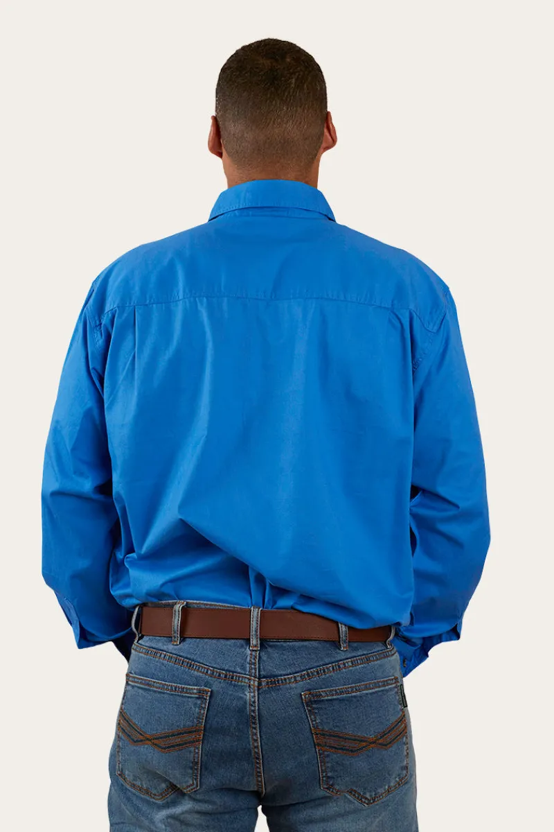 Hot Ringers Western King River Mens Half Button Work Shirt - Blue