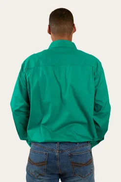 Online Ringers Western King River Mens Half Button Work Shirt - Green