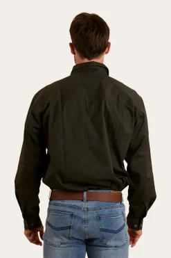 Ringers Western King River Mens Half Button Work Shirt - Charcoal