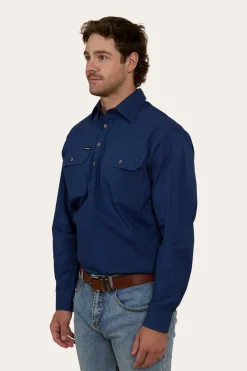 Discount Ringers Western King River Mens Half Button Coolmax Work Shirt - Navy