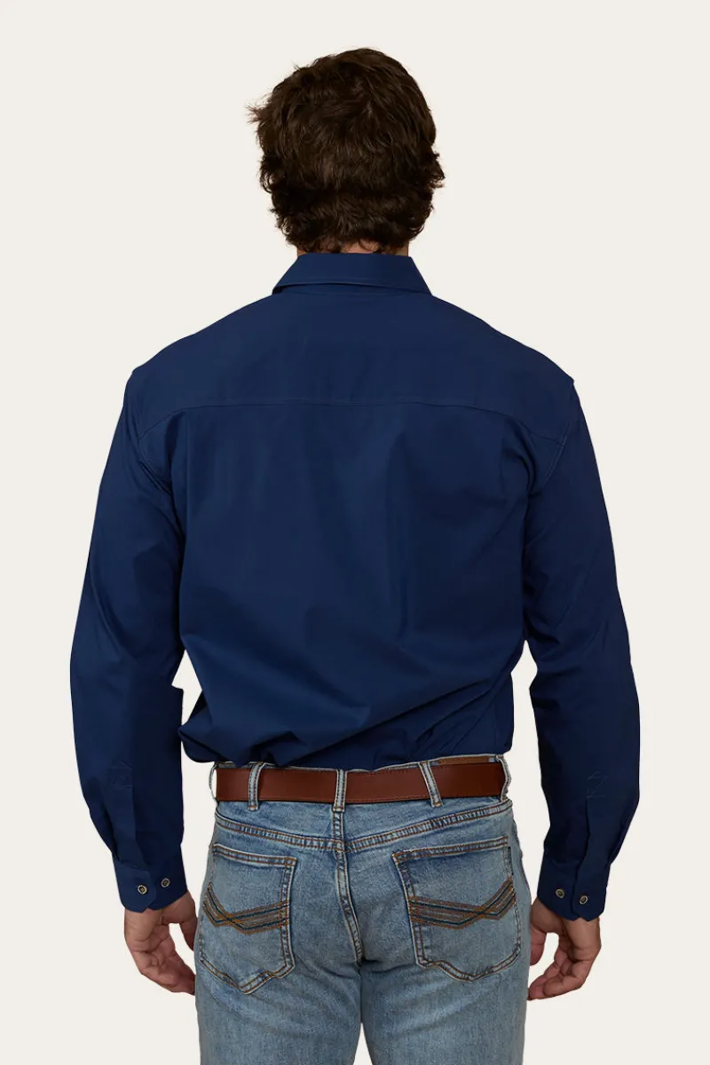 Discount Ringers Western King River Mens Half Button Coolmax Work Shirt - Navy