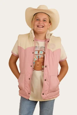 Outlet Ringers Western Kynuna Kids Puffer Vest - Pink / Off White