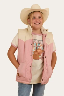 Outlet Ringers Western Kynuna Kids Puffer Vest - Pink / Off White