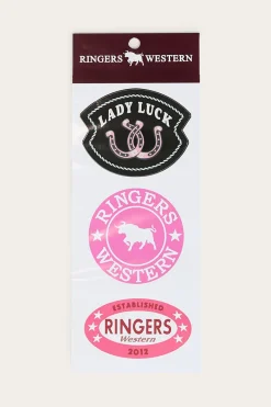 Online Ringers Western Lady Luck 3 Pack Sticker - Pink